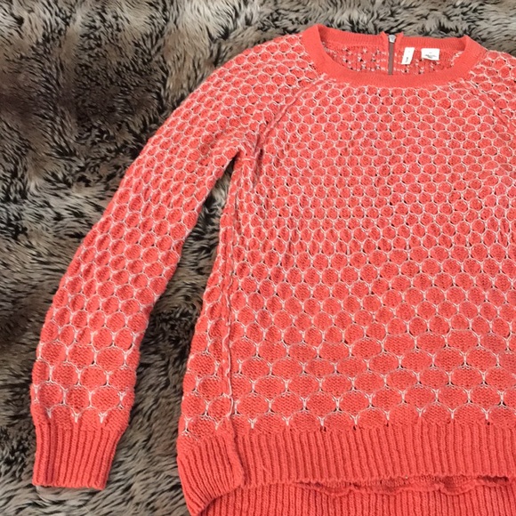 Anthropologie Moth Dot Dot Orange Honeycomb Sweater Small - Picture 4 of 6